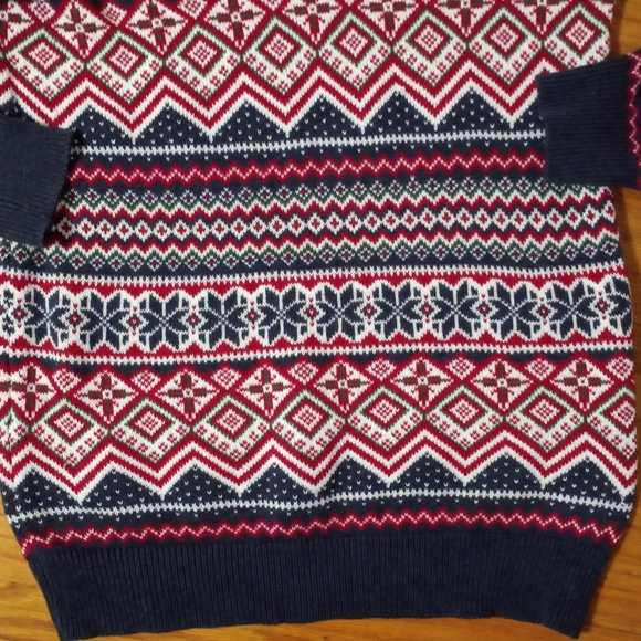 ASPEN 3/4 ZIP SWEATER REDGREEN BLUE PRINT HOLIDAY - Picture 4 of 14
